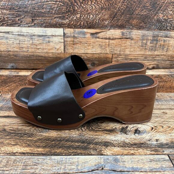 Splendid Brexlee Platform Wedge Clog Sandals Women's 8.5 Slip On Brown Y2K Stud - Picture 2 of 10